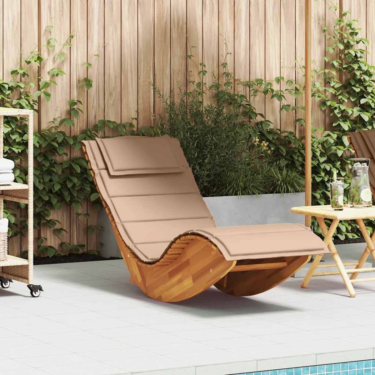 Chaise longue à bascule ergonomique avec coussin et appuie-tête marron brun, HOME MAISON