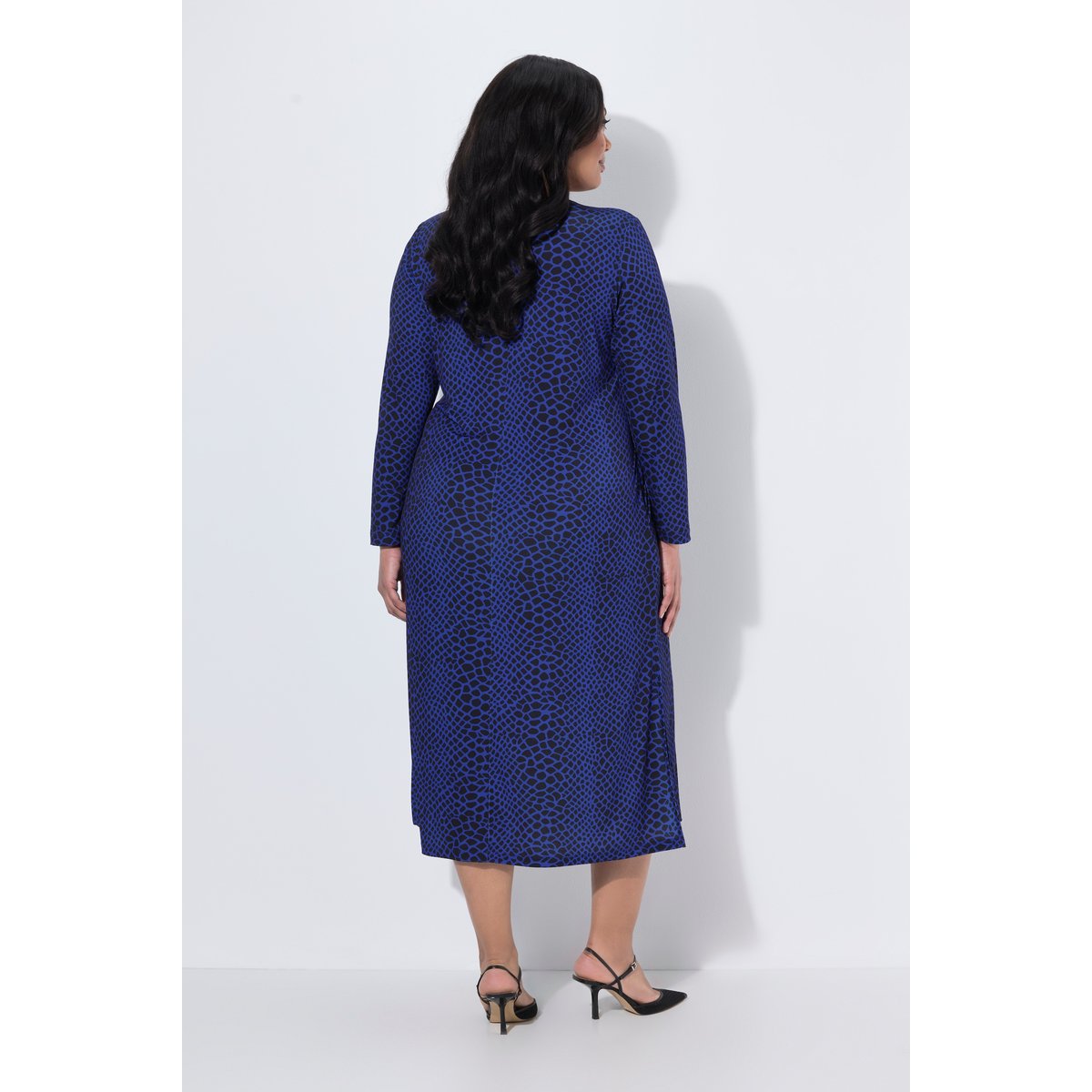 Robe maxi, décolleté rond et manches longues noir, ULLA POPKEN