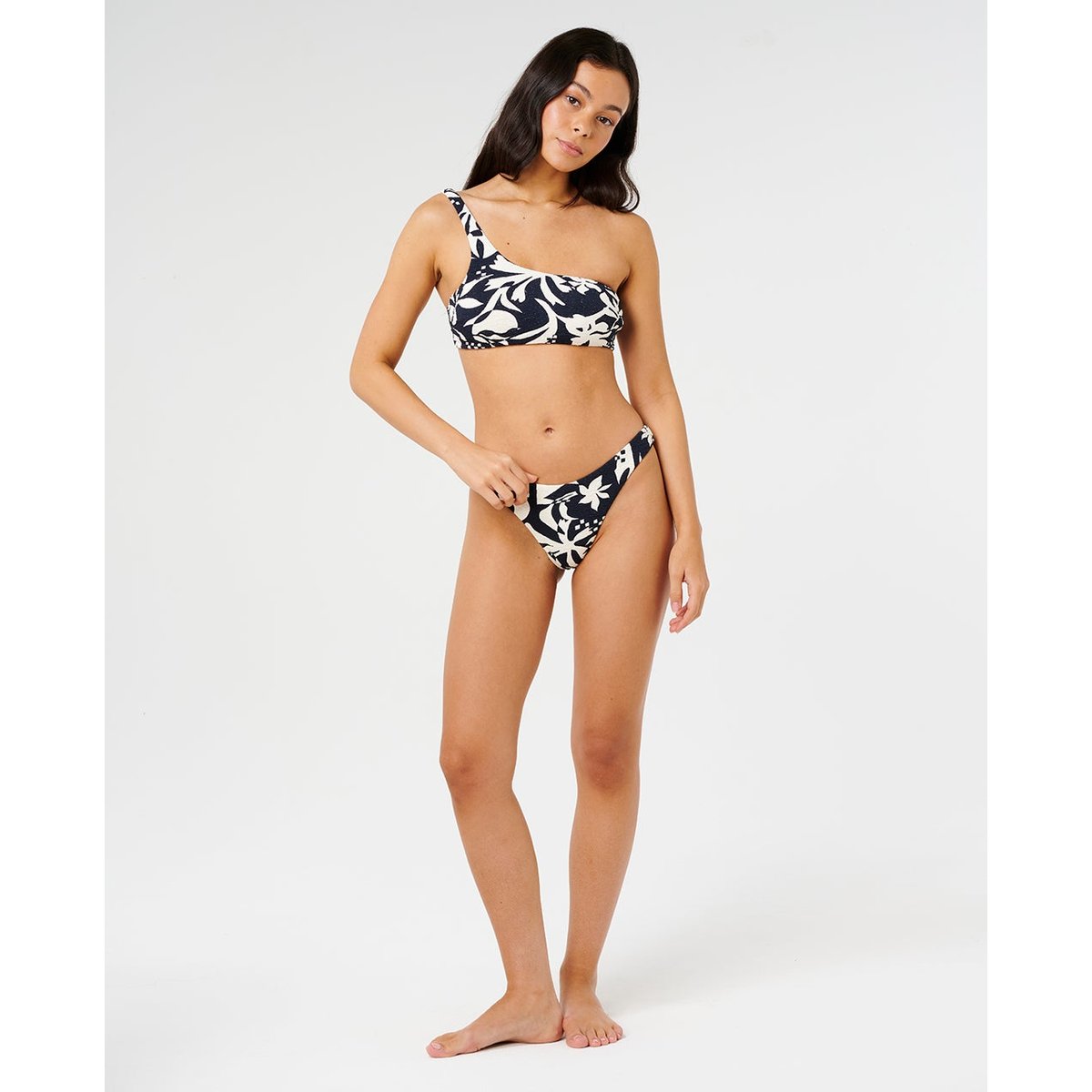 Bas de maillot de bain taille haute brésilien Topanga Geo noir, RIP CURL