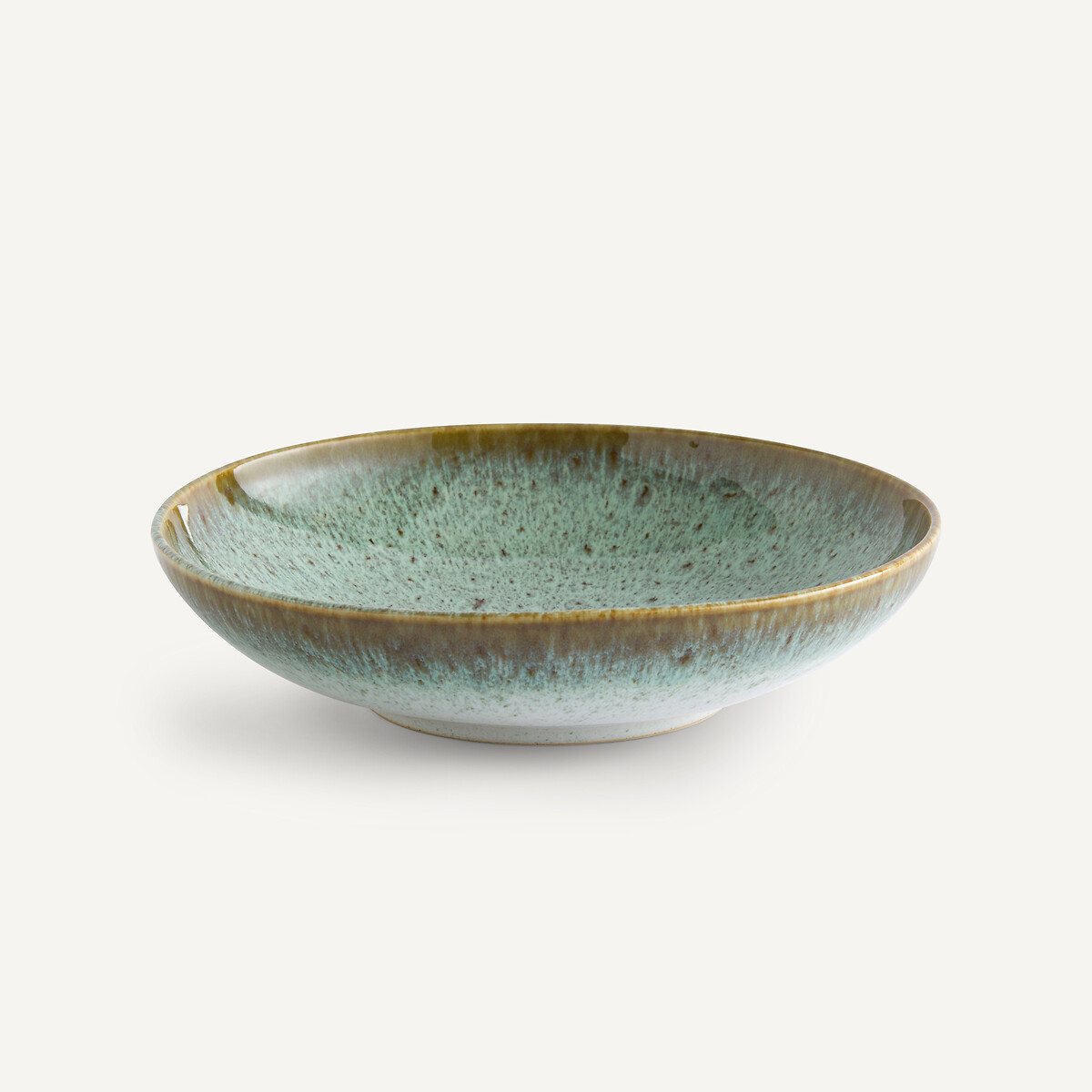 Lot de 4 assiettes creuses grès émaillé, Fara kaki/bleu, AM.PM