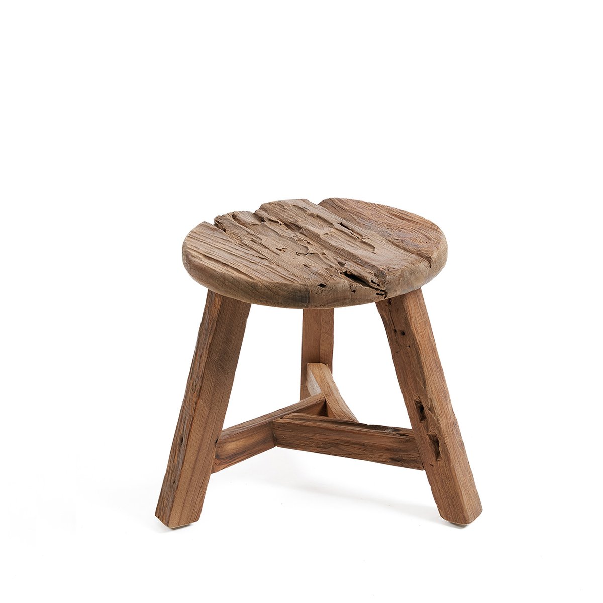 Tabouret en bois de teck récupéré YATAI beige, BAZAR BIZAR