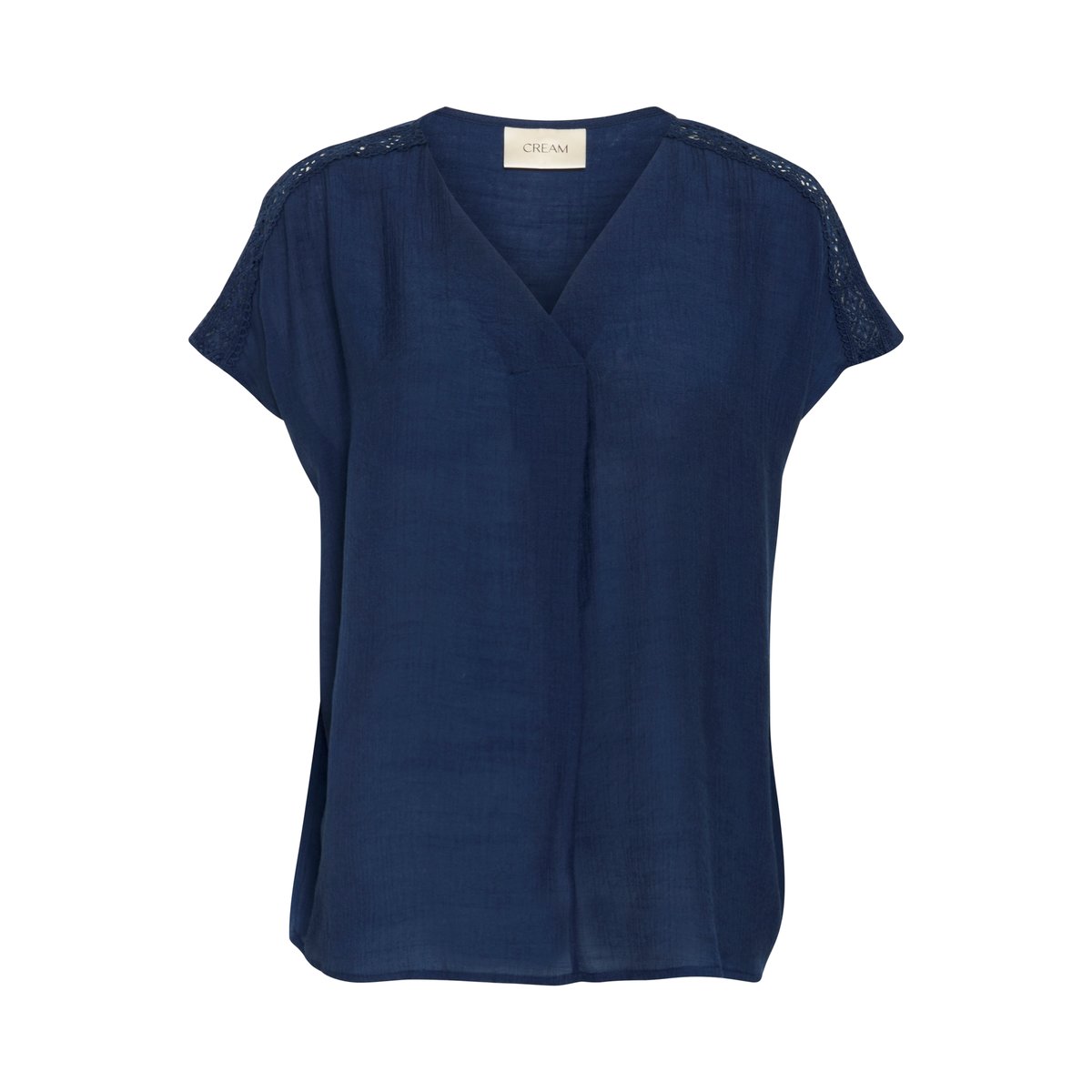 Blouse with short sleeve bleu navy blazer, CREAM