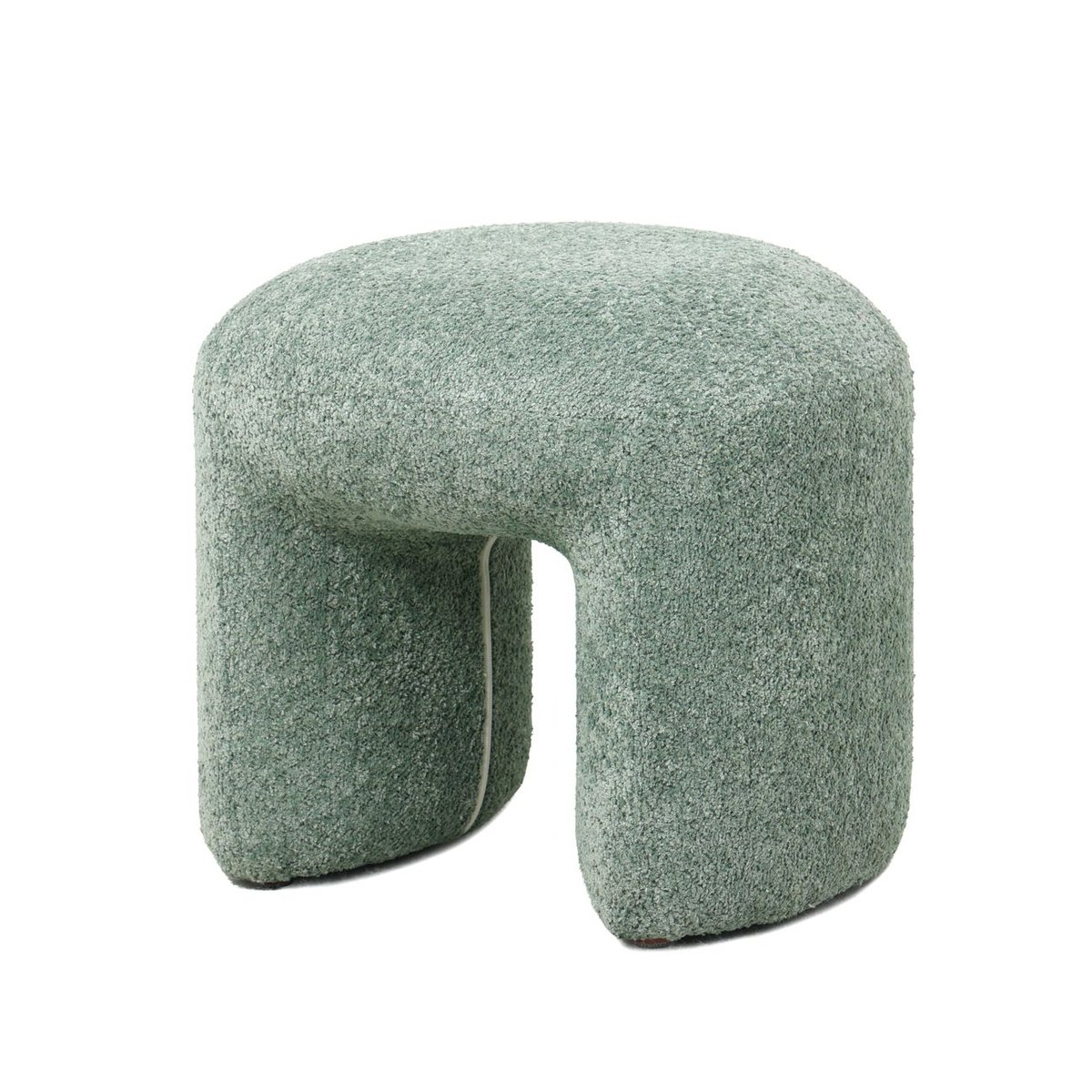 Pouf en tissu aspect peluche rase vert d'eau, ZAGO