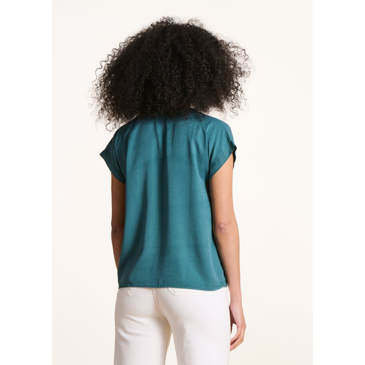 Top manches courtes en lyocell petrole light, LA FEE MARABOUTEE