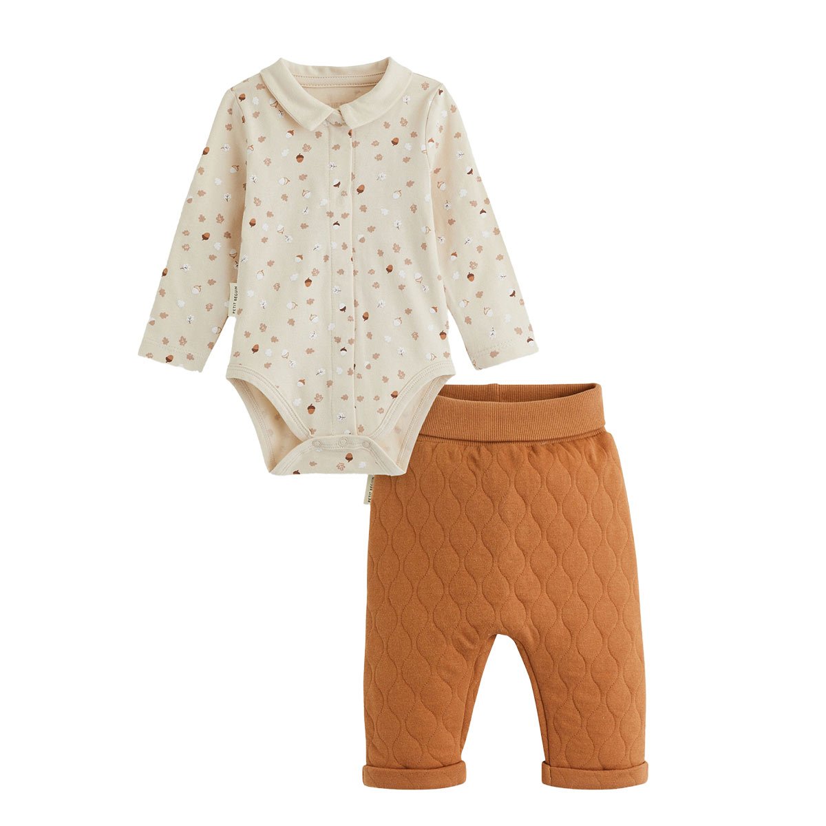 Ensemble body bébé et pantalon matelassé Caramel marron, PETIT BEGUIN
