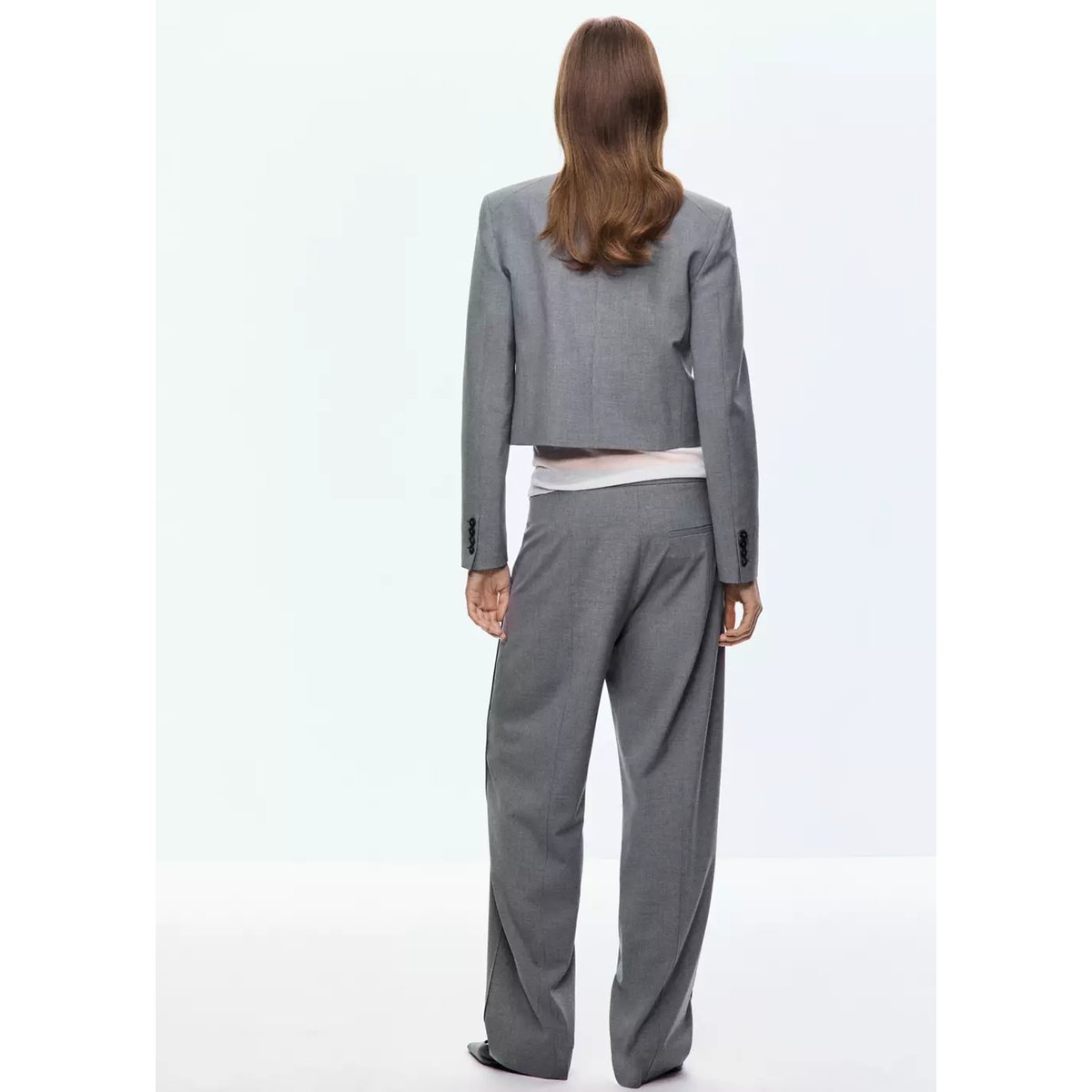 Pantalon droit détail coutures gris, MANGO