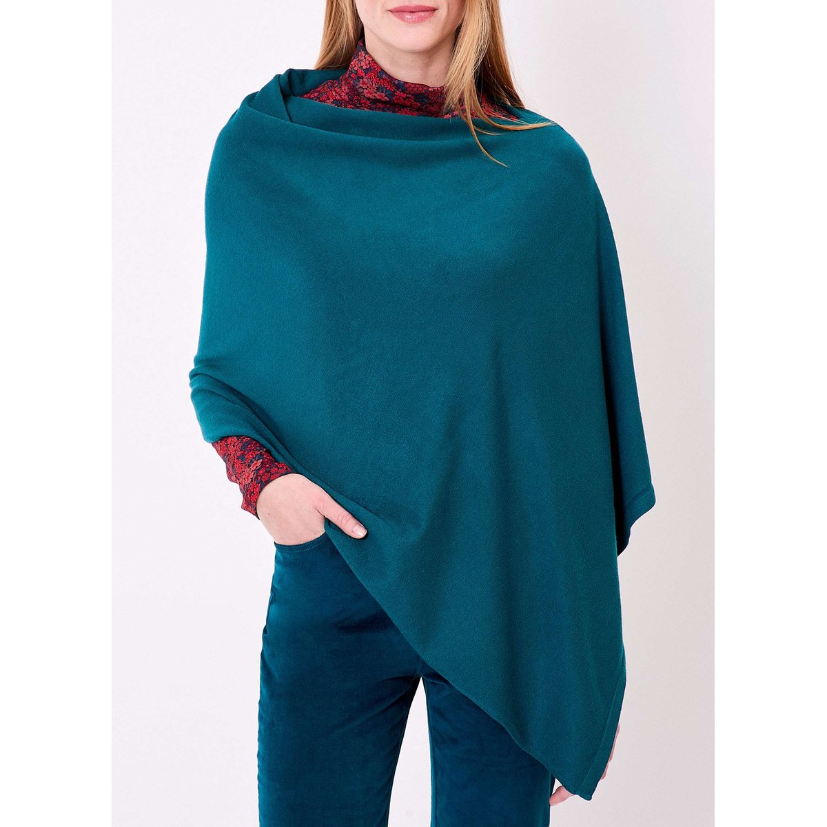 Poncho maille femme LAYAMA bleu océan layama, LA FIANCÉE