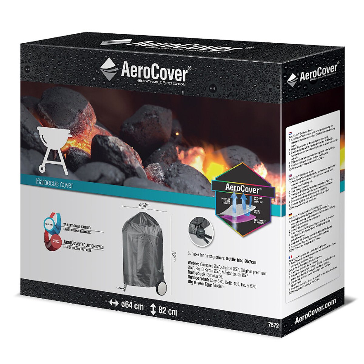 Garden Barbecue Kettle Cover Round 64x82cm grey, AEROCOVER