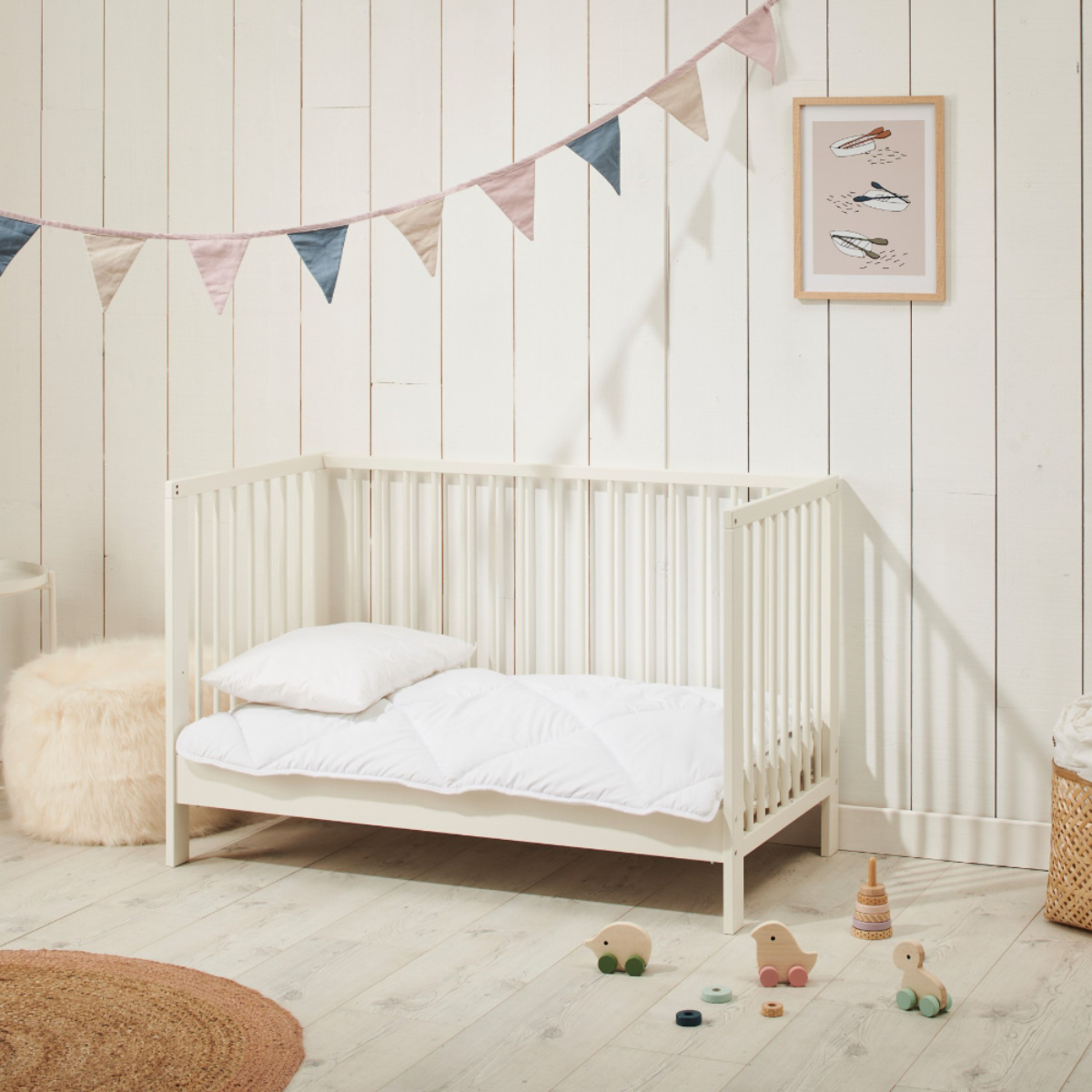 Oreiller spécial bébé moelleux LAVABLE à 95°C blanc, BLEU CALIN