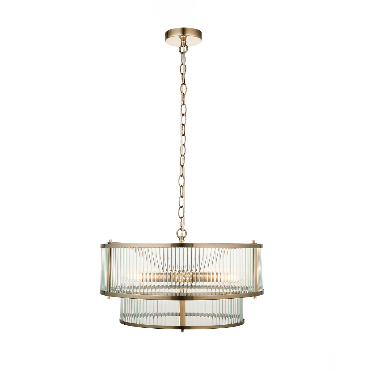 Risto 5-Light Ribbed Glass Pendant Light aged brass, SO'HOME