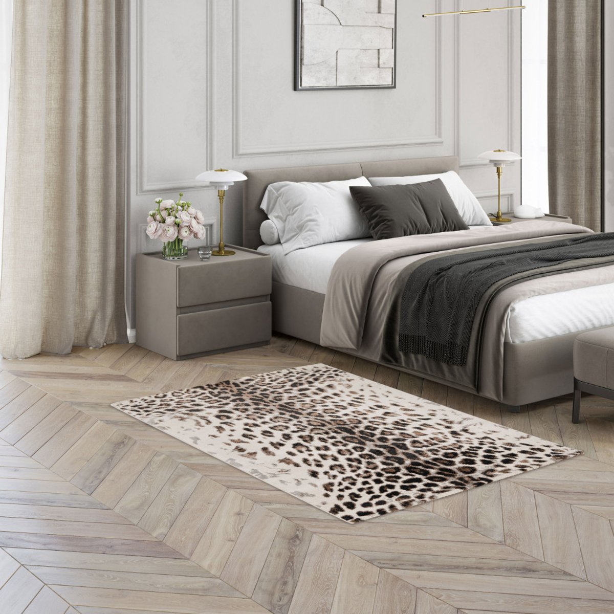 Tapis à motif léopard- LEPI marron, DRAWER