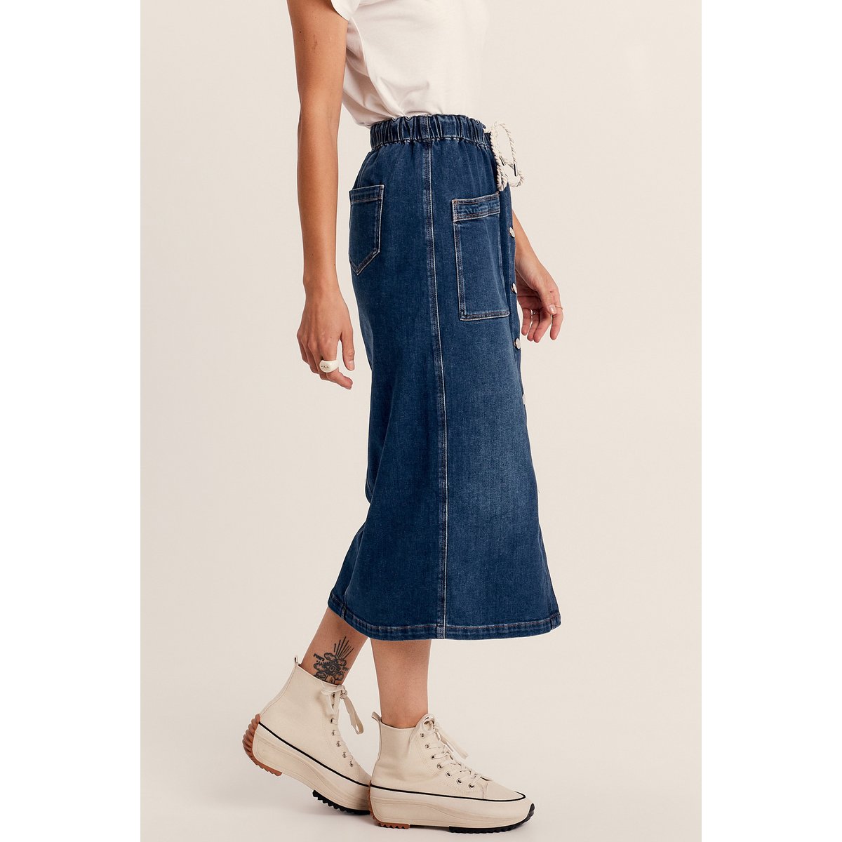 Jupe longue droite en jean denim stone, BREAL