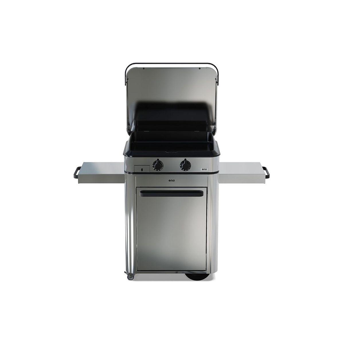 Plancha gaz Enosign 65 inox 2 brûleurs sur chariot, 56x40 cm gris, ENO