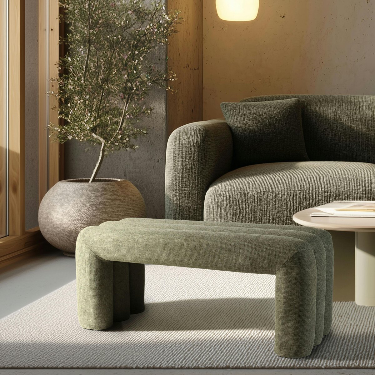 Banc en tissu vert CASTILLE vert, PIER IMPORT