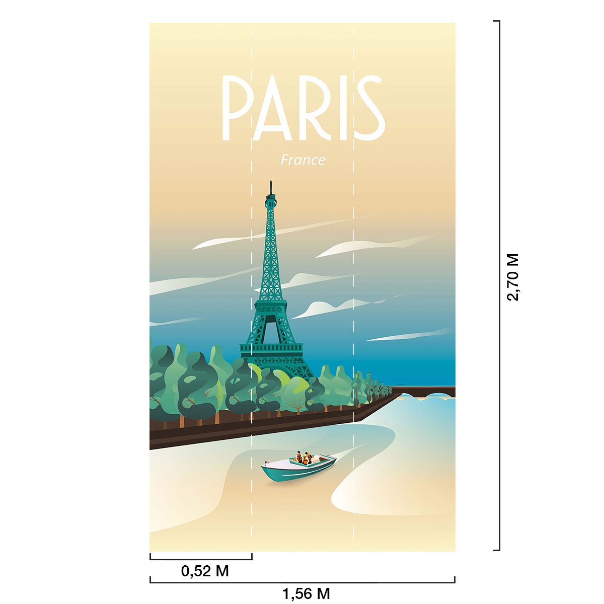 Papier peint la seine et la tour Eiffel intissé, HEXOA
