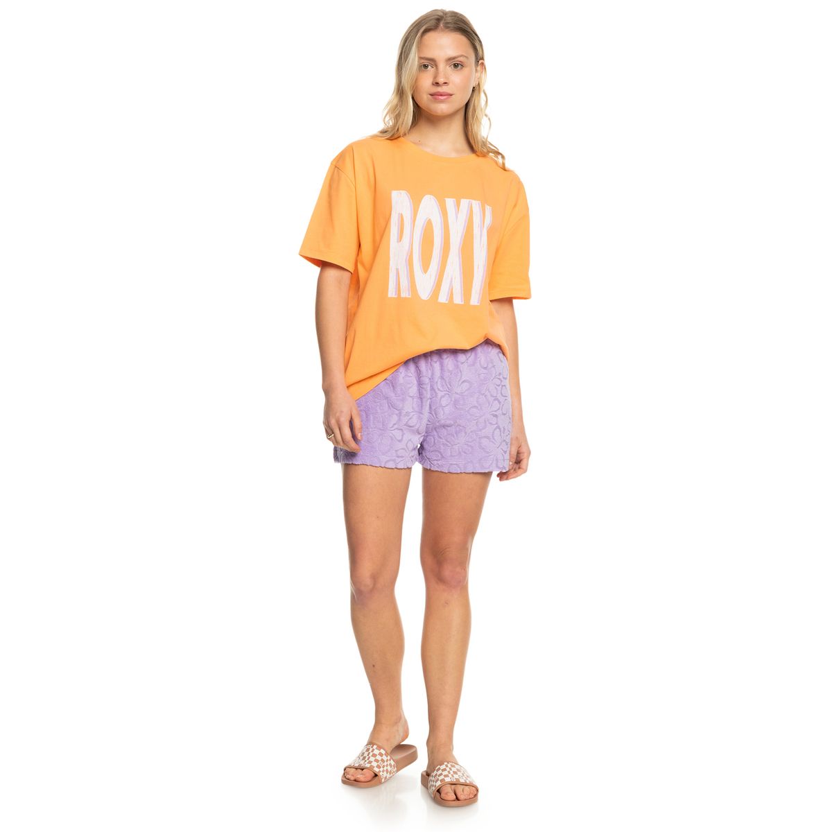 T-Shirt, manches courtes, col rond, Rayures, marinière. orange mock orange, ROXY