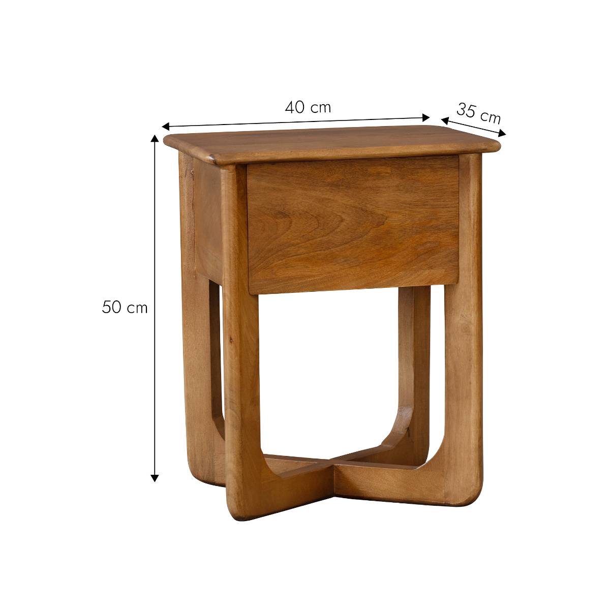 Table de chevet avec tiroir en bois de manguier ZORAN bois clair, MADE IN MEUBLES