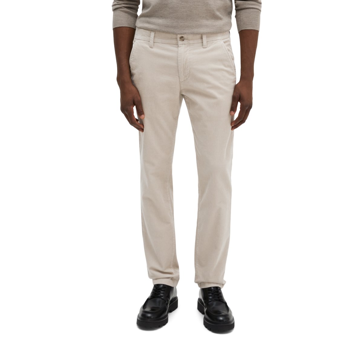 Pantalon en velours côtelé, modèle Stig, coupe jogger en coton organique stretch doux beige, MARC O'POLO