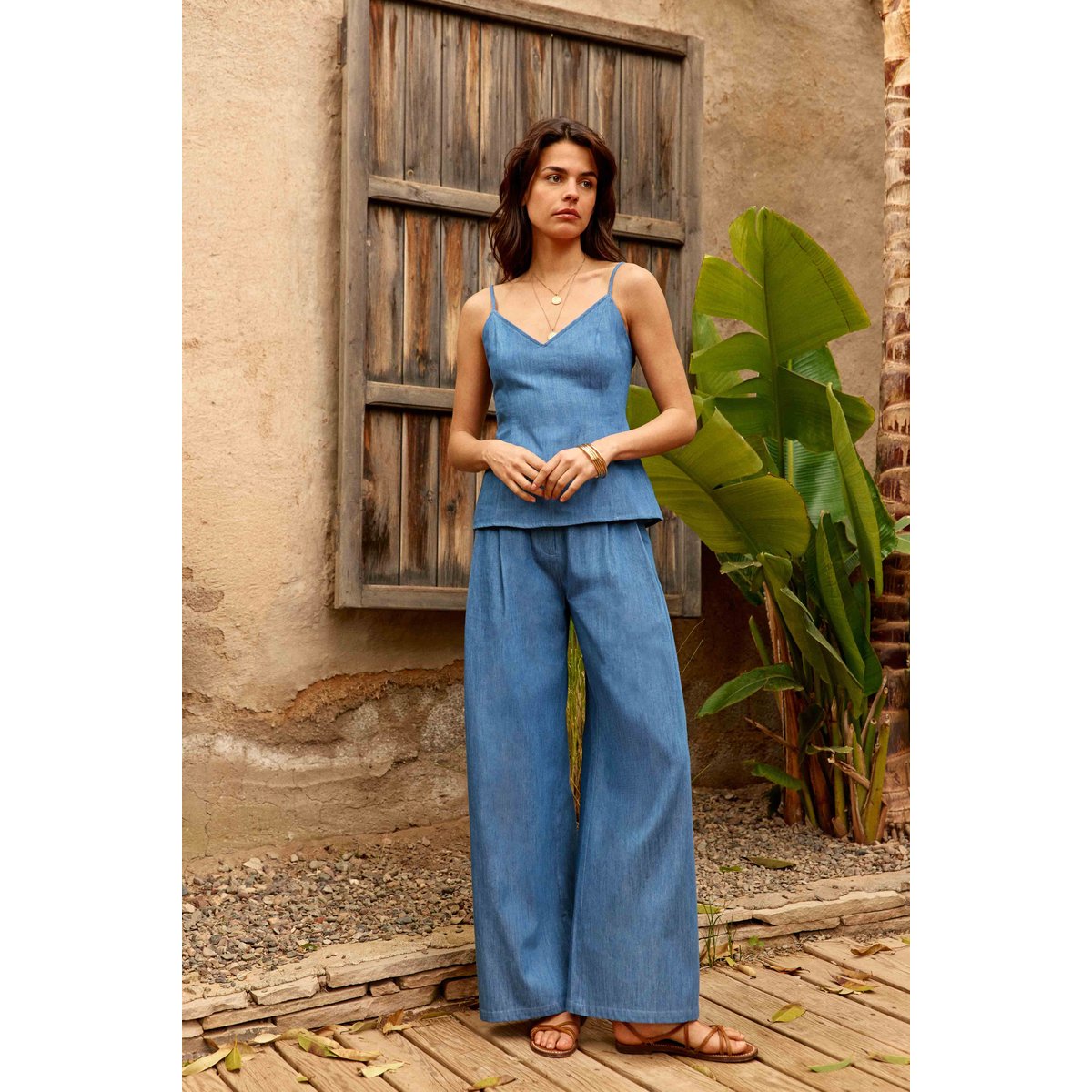 Débardeur bretelles col dégagé uni DANY 93-double wash, LA PETITE ETOILE