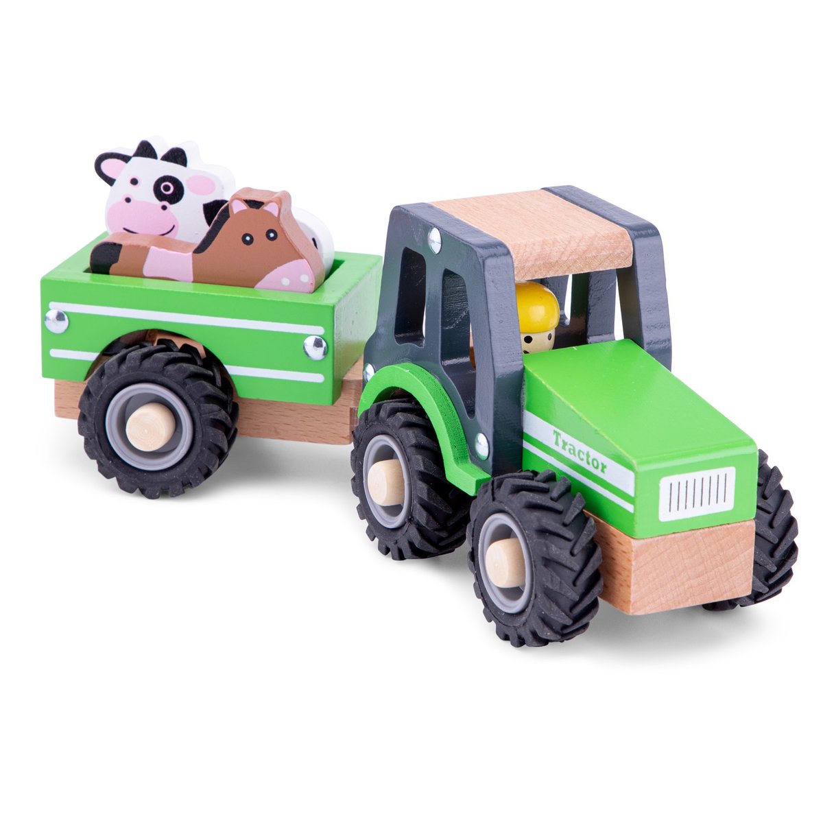 Tracteur avec remorque et animaux vert, NEW CLASSIC TOYS