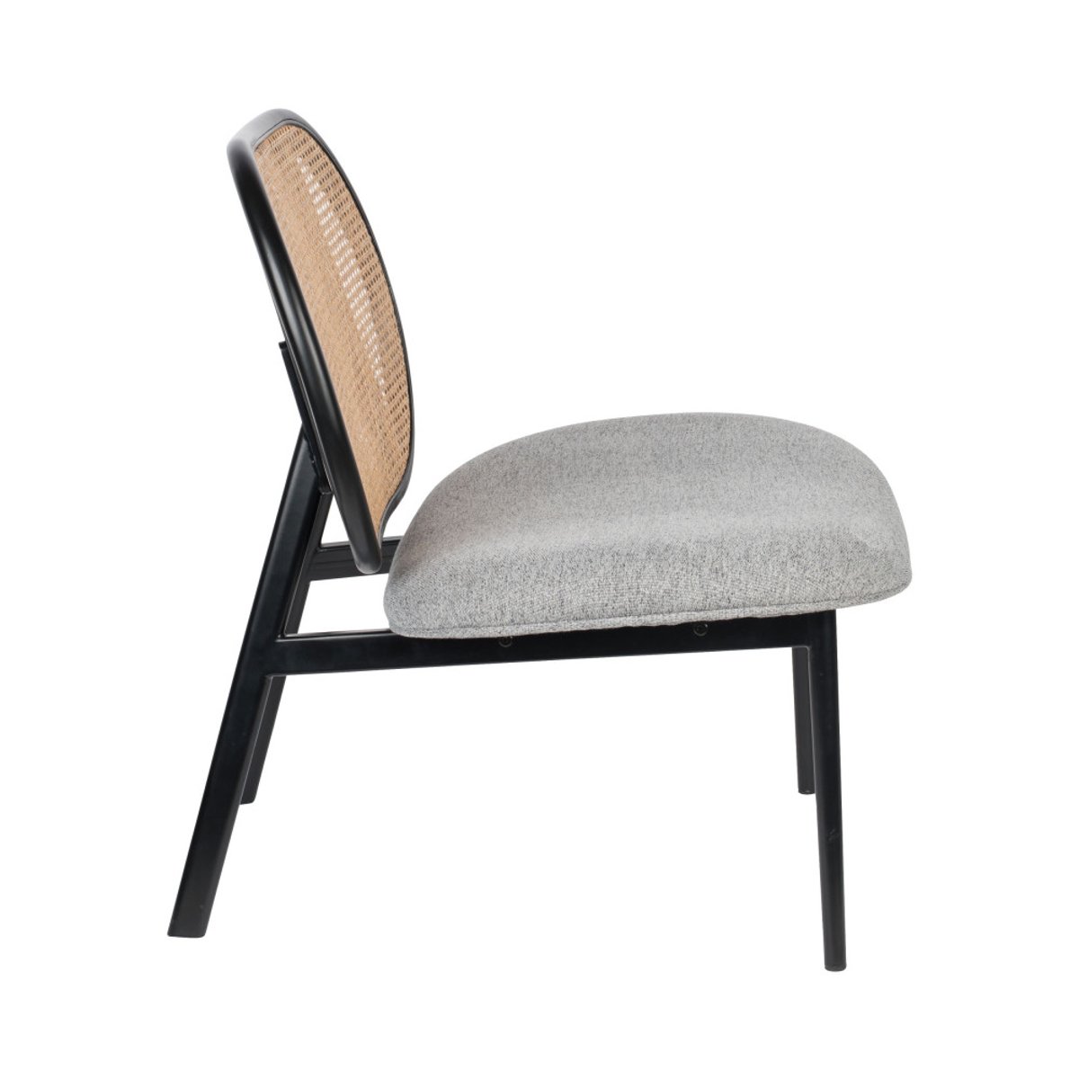Fauteuil lounge en tissu et cannage - SPIKE gris, ZUIVER