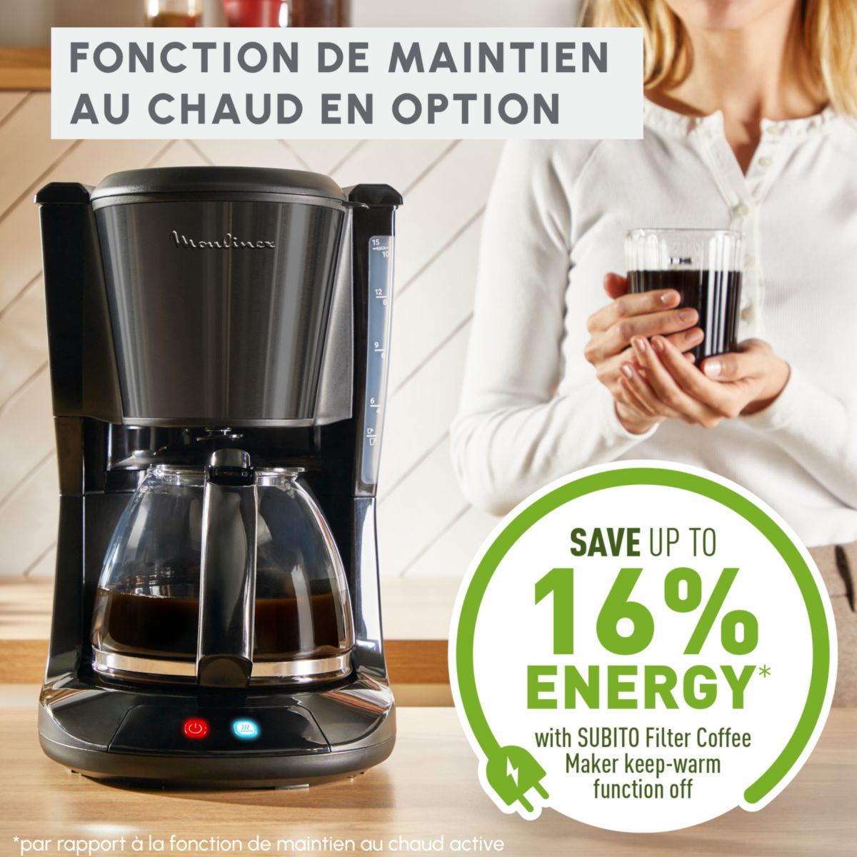 Cafetière filtre FG5S08E0 Subito Noir couleur unique, MOULINEX