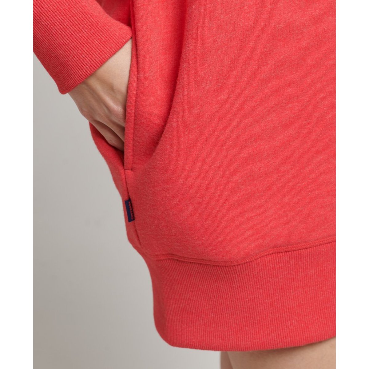 Robe sweat en coton bio à logo brodé rouge papaye chiné, SUPERDRY