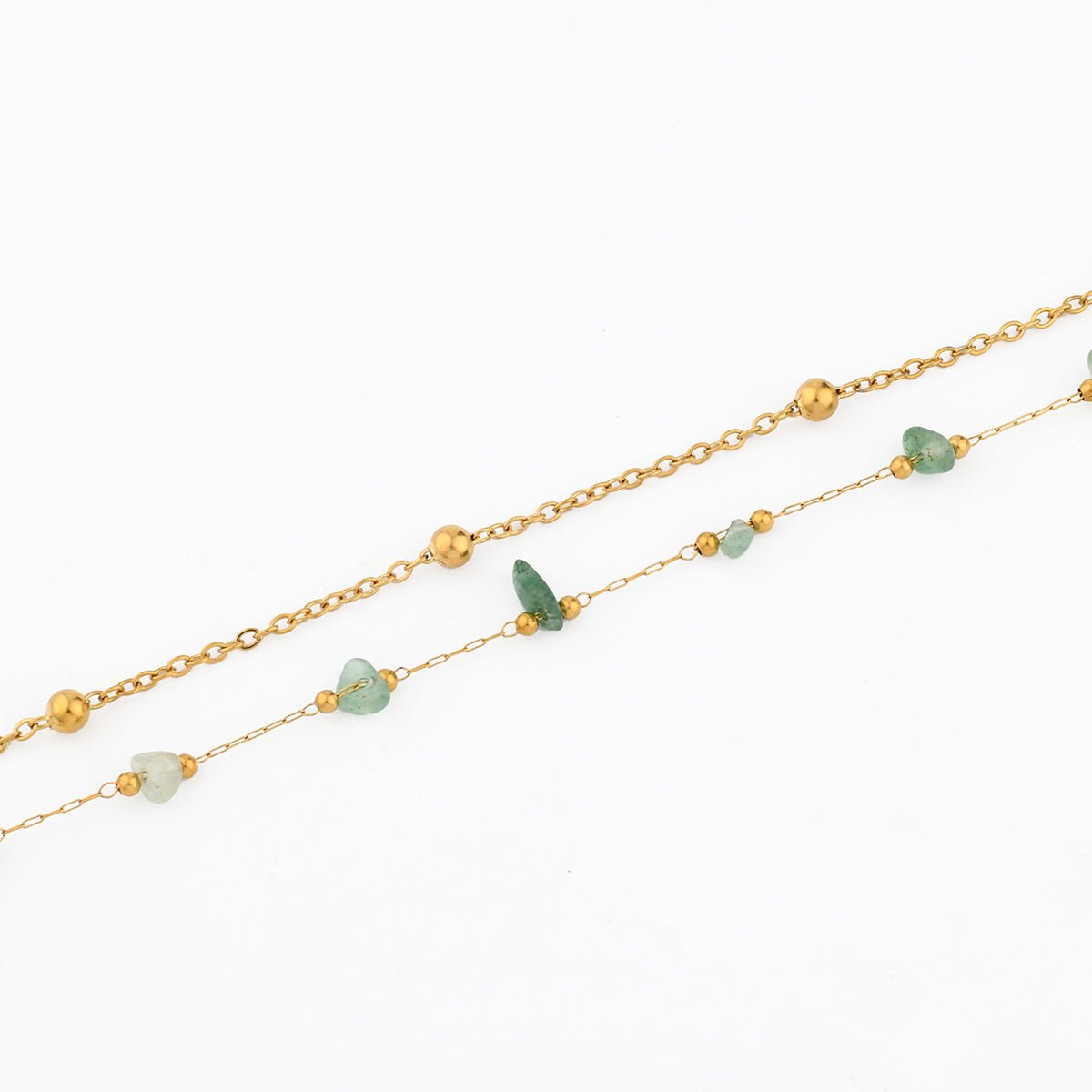 Set x2 bracelet chaîne acier inoxydable et pierre d'Aventurine vert, BALABOOSTE