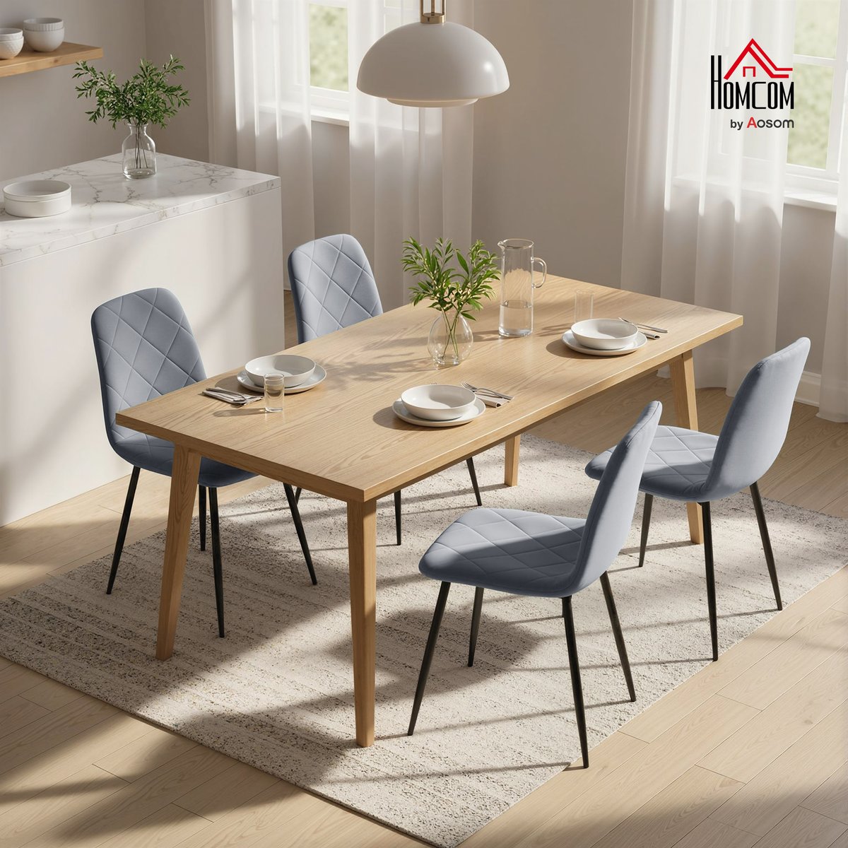 Chaise de salle à manger Polyester Gris gris, HOMCOM