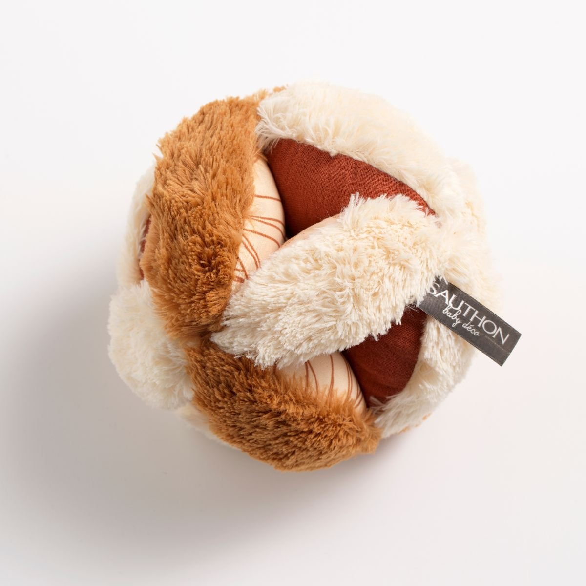 Balle sensorielle en peluche beige, SAUTHON