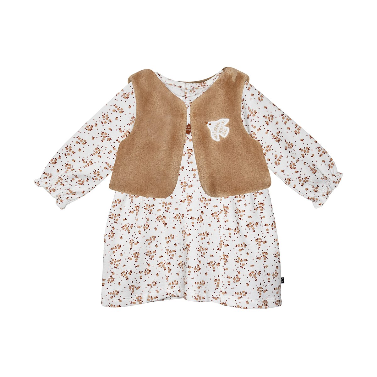 Robe gilet s/s mches servane maille beige, SUCRE D'ORGE
