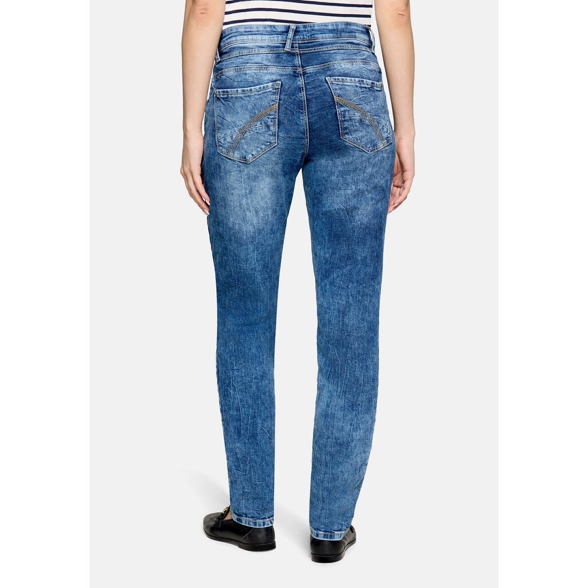 Pantalon Boyfriend à rivets bleu, CARTOON