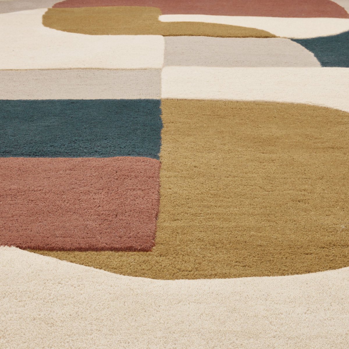 Tapis De Sol en Laine à motifs graphiques ANDREÏ naturel et multicolore, MADURA