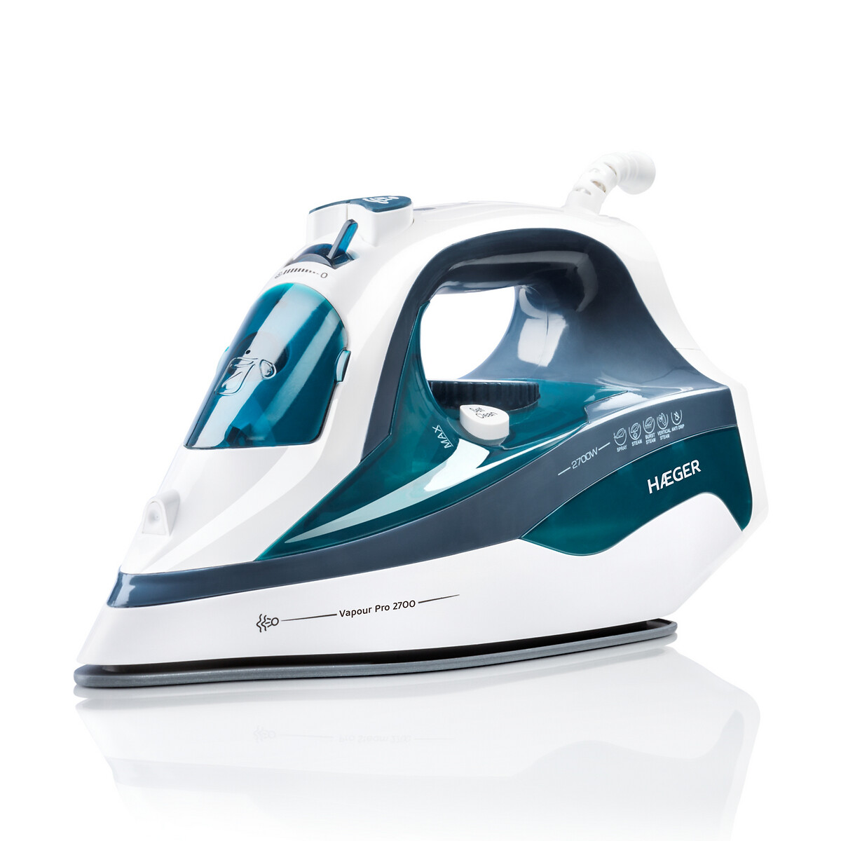 Ferro a vapor HAEGER Vapour Pro 2700 - 2700W, da HAEGER azul + branco, HAEGER