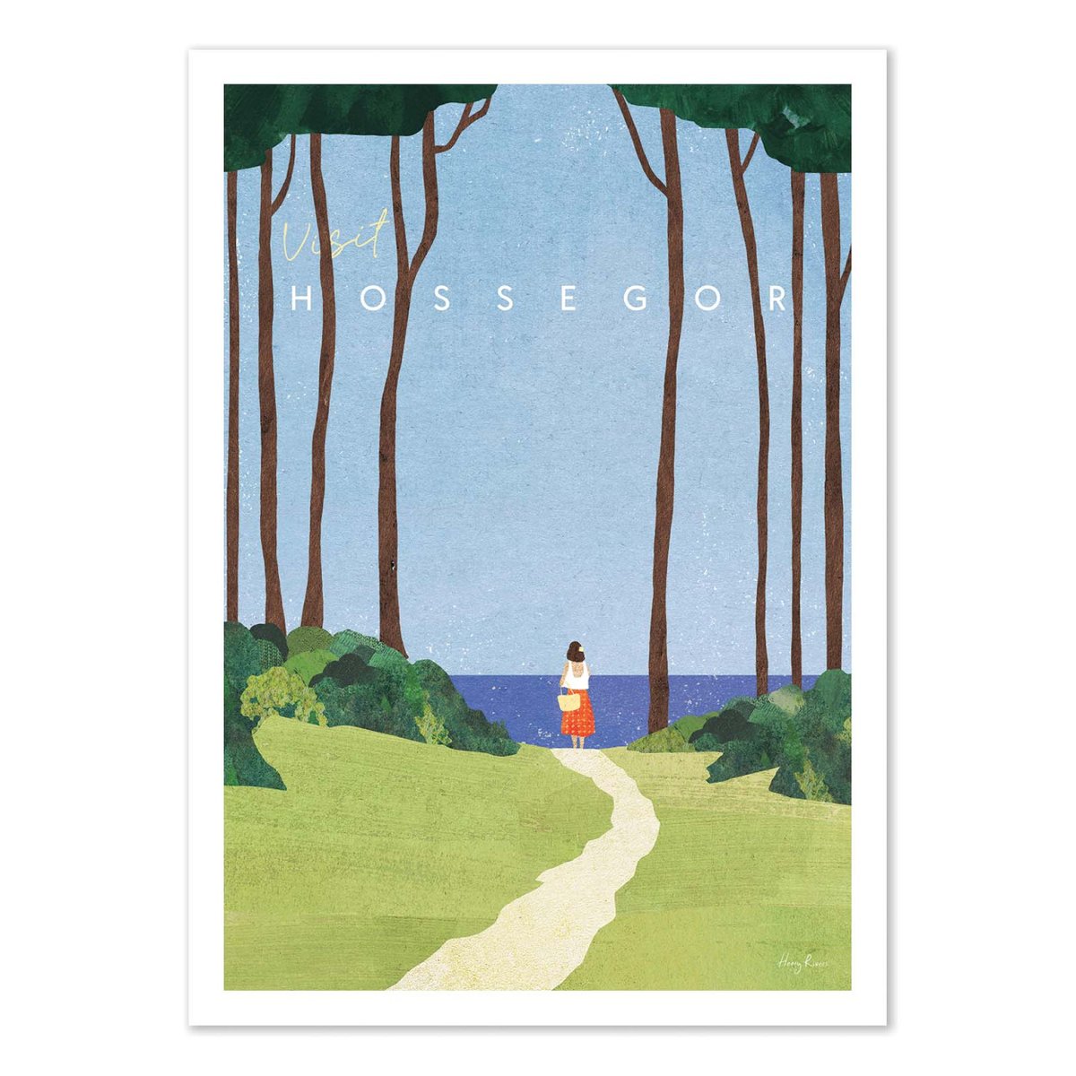Affiche d'art - Visit Hossegor - Henry Rivers couleur unique, WALL EDITIONS