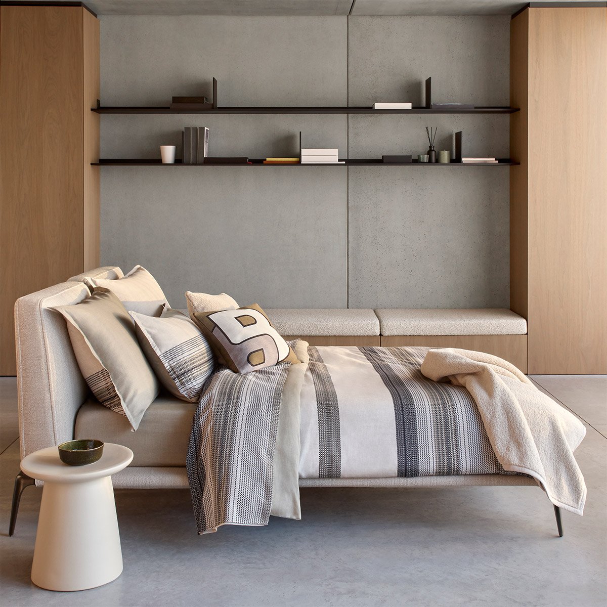 Housse de couette en satin de coton beige, MODERNIST multicolore, BOSS HOME