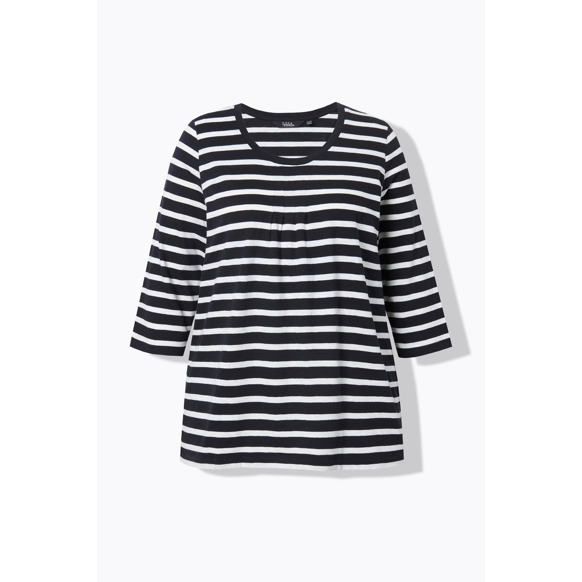 T-shirt rayé avec plis fantaisie noir, ULLA POPKEN