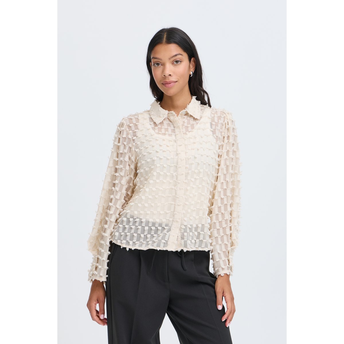 Chemise à manches longues beige oatmeal, B.YOUNG