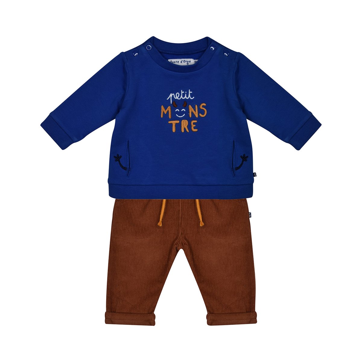Sweat + pantalon velours frederic marron, SUCRE D'ORGE
