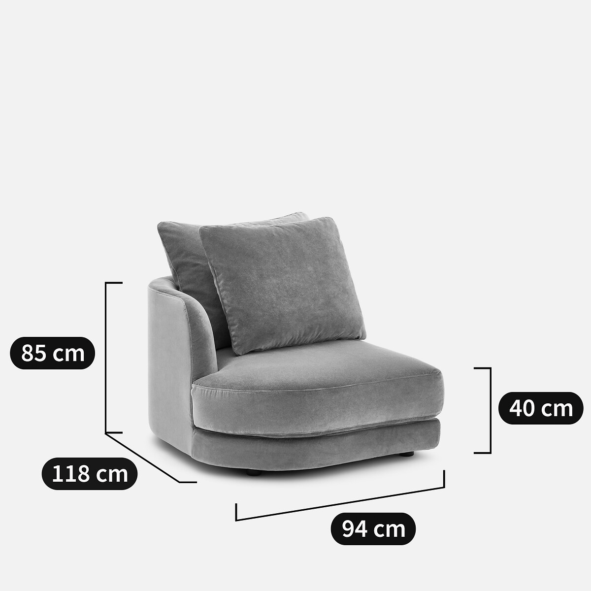 Sofá modular, lado izquierdo, en terciopelo de lino, TIBERIO caramelo, AM.PM