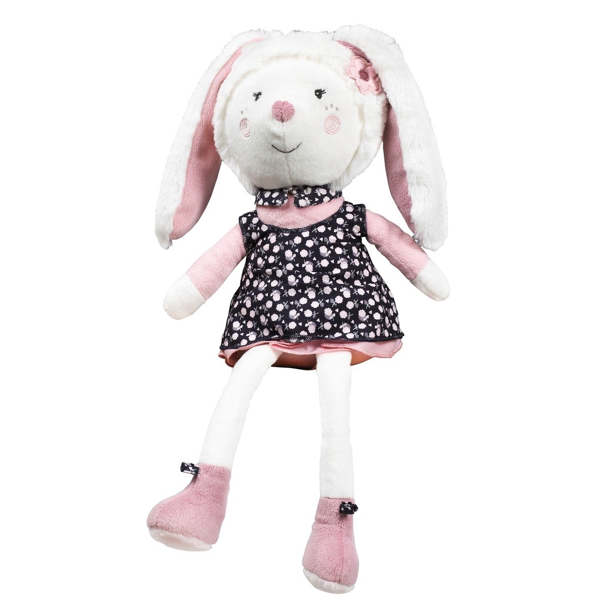 Doudou lapin grand modèle en velours blanc, SAUTHON