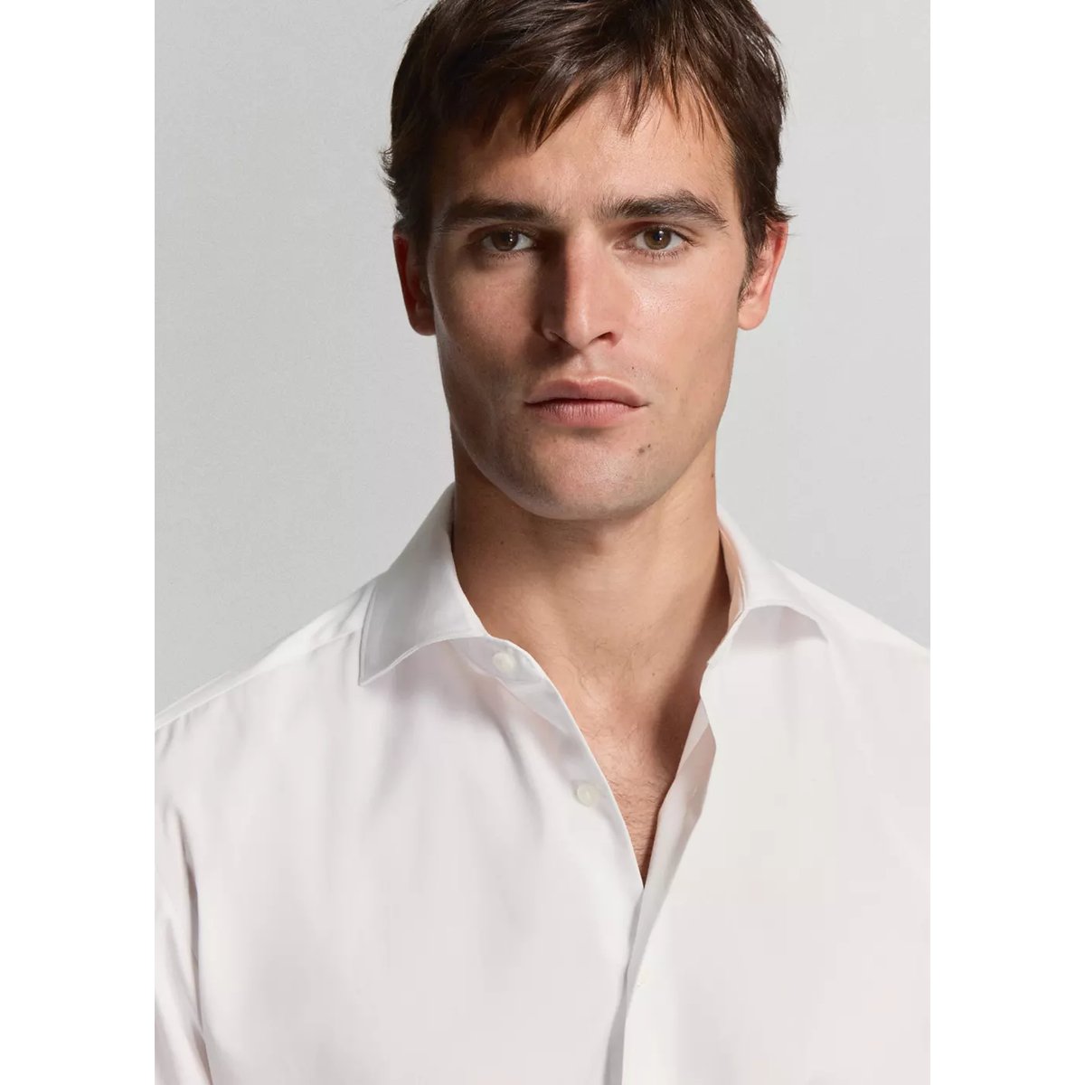 Chemise costume slim-fit popeline coton blanc, MANGO MAN