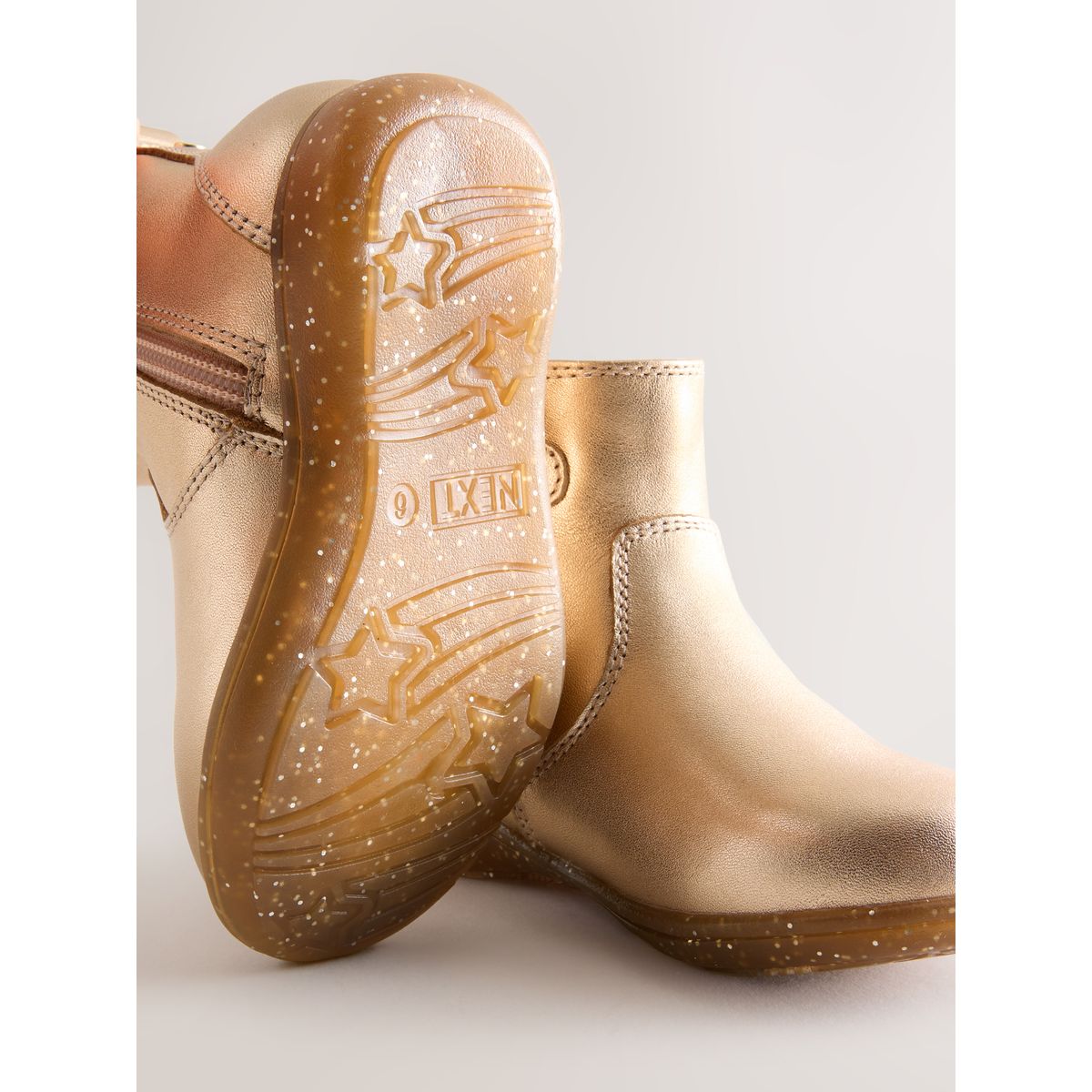 Bottines chelsea en cuir or rose, NEXT