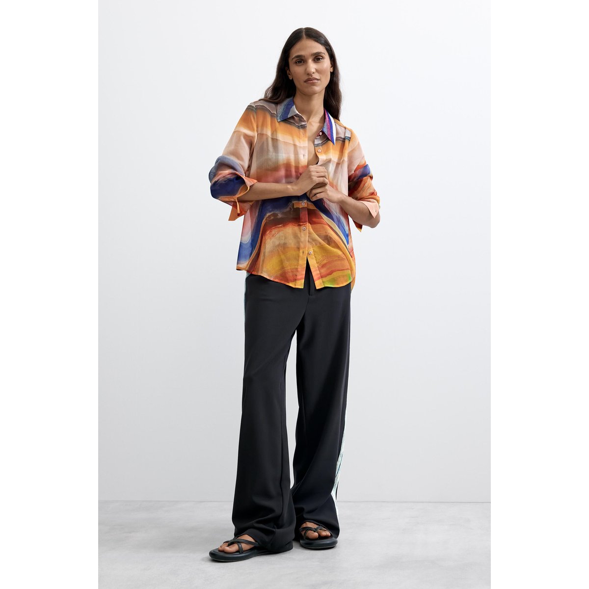 Blouse à manches longues imprimée multicolore, DESIGUAL