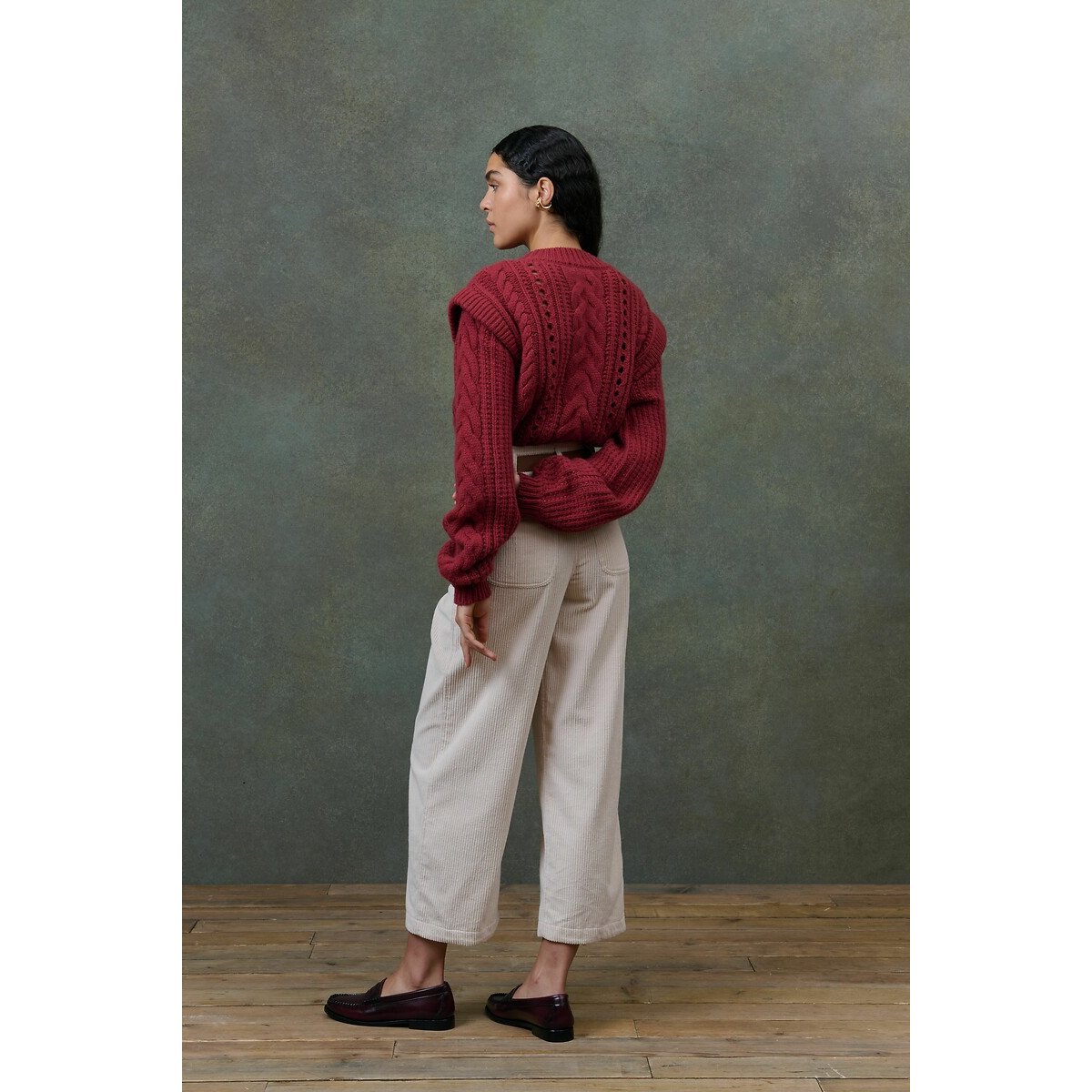 Anika Cable Knit Crew Neck Jumper with Epaulettes 90002254, LOUISE MISHA