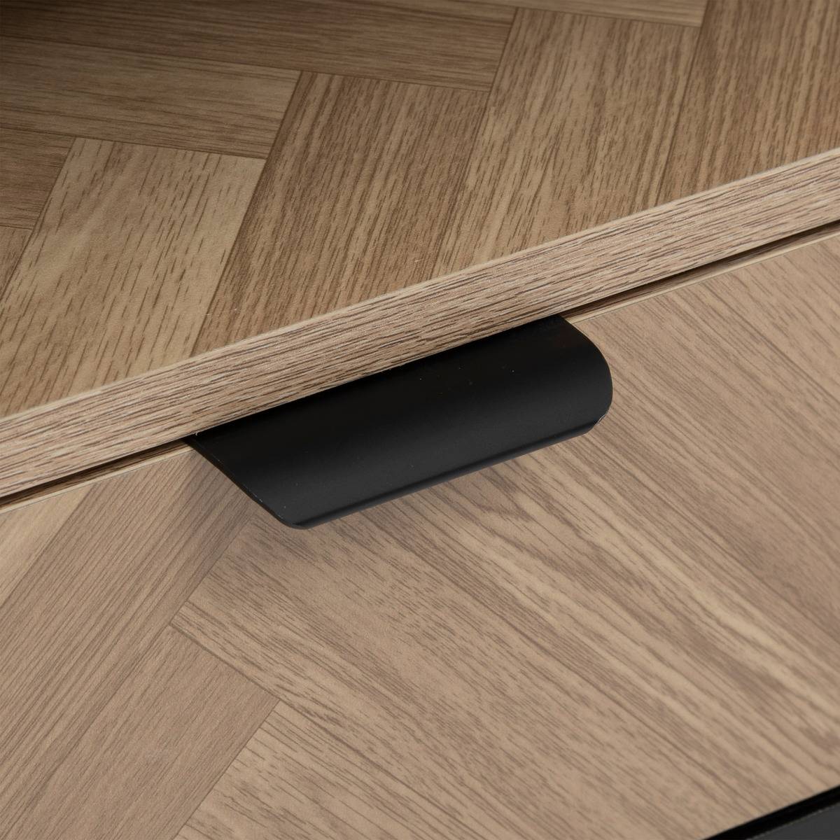 Meuble TV 3 portes effet pin CHEVRONS noir, 5FIVE SIMPLY SMART