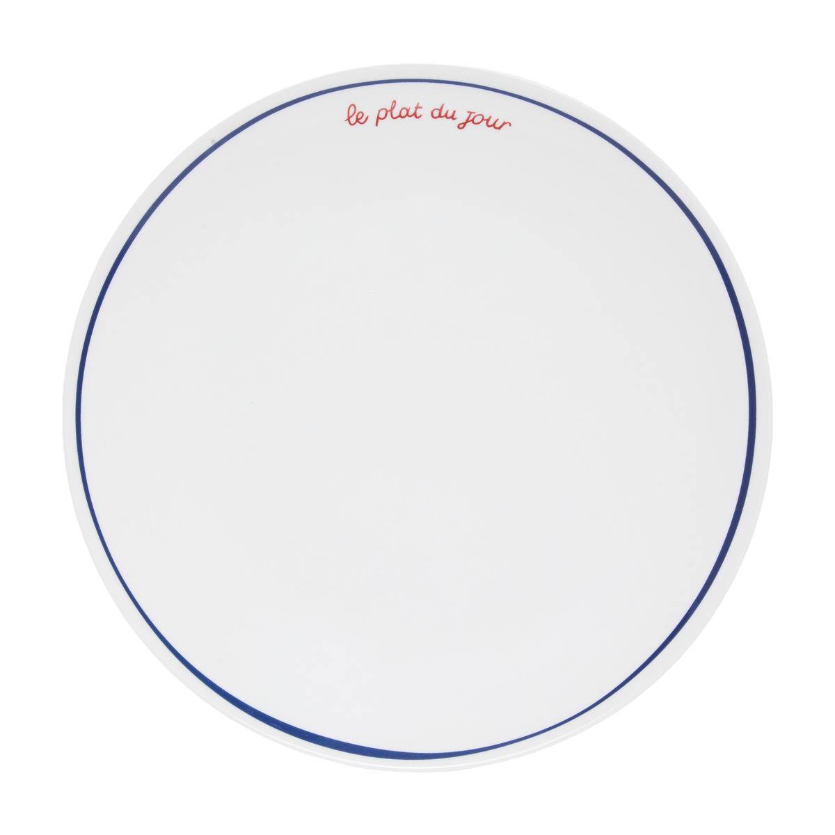 Lot de 6 assiettes plates rondes en porcelaine FRA bleu, ATMOSPHERA