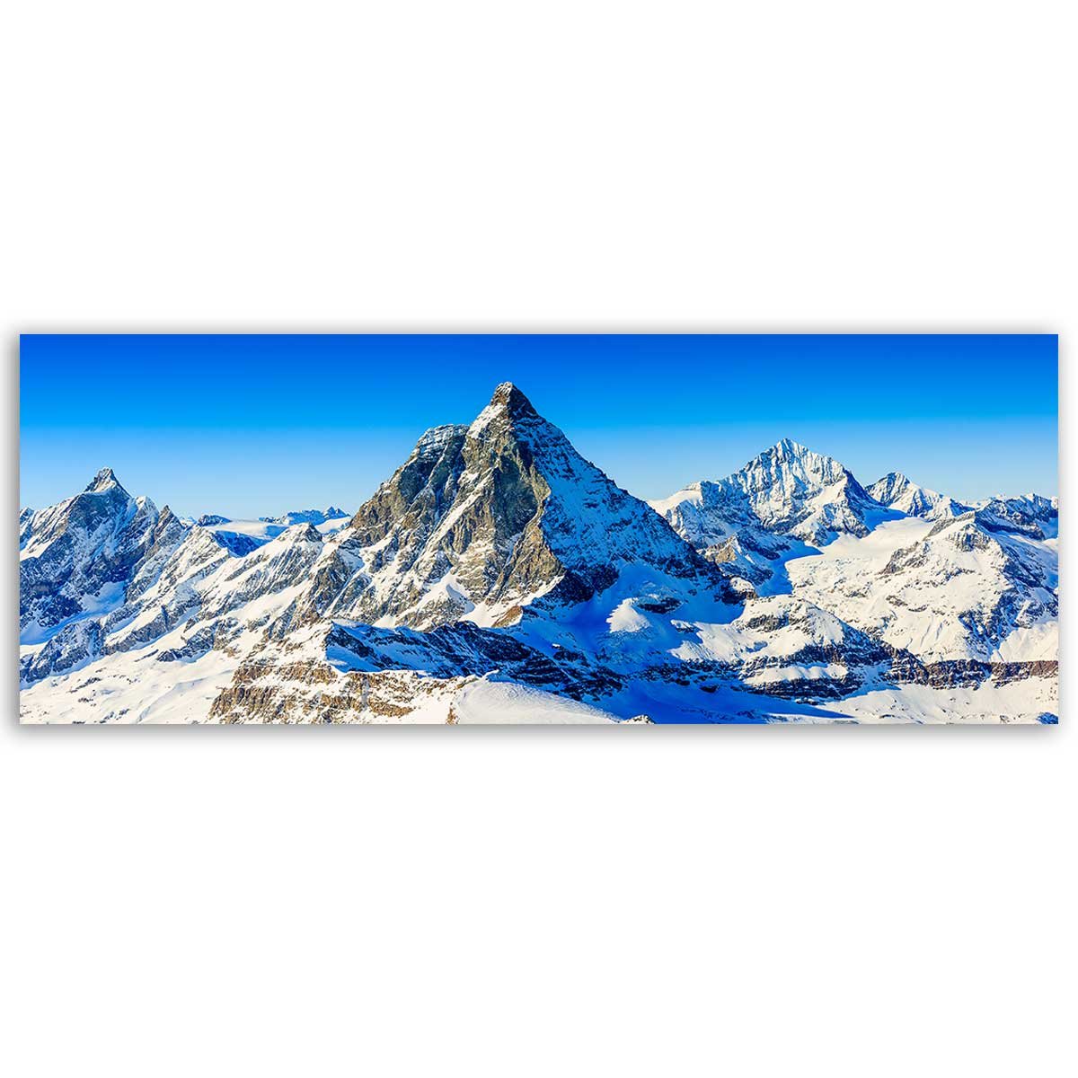 Tableau panoramique sommet enneigé toile imprimée, HEXOA