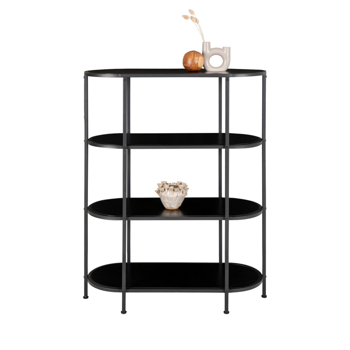 Étagère ovale en bois et métal 85x111cm- VITA noir, HOUSE NORDIC