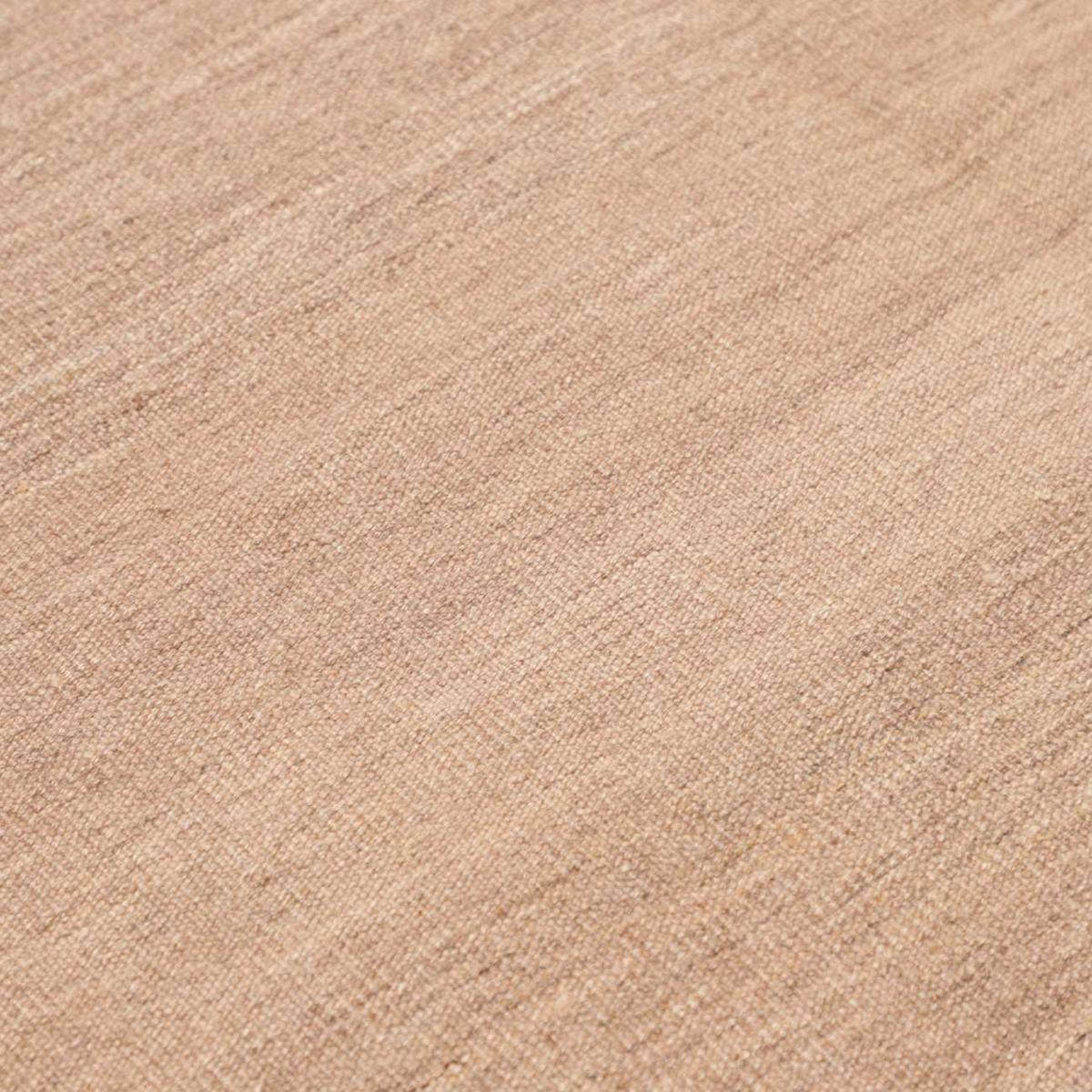 Tapis kilim, faux uni authentique, tissé à plat en laine beige, crème, UN AMOUR DE TAPIS